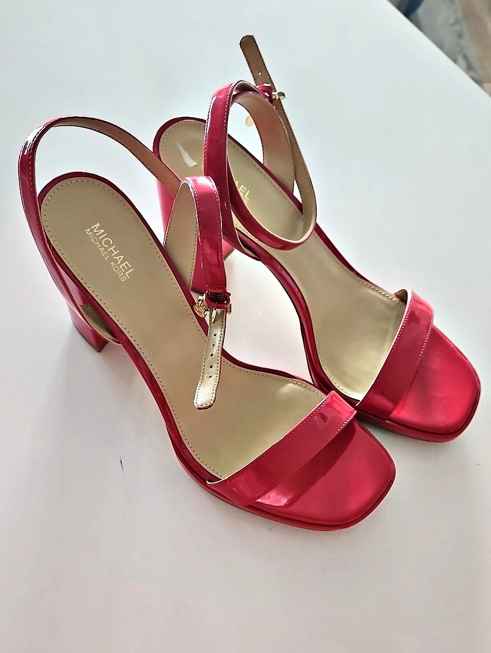 Michael Kors Red Patent Leather Ankle-Strap Heels New Without Box Size 9